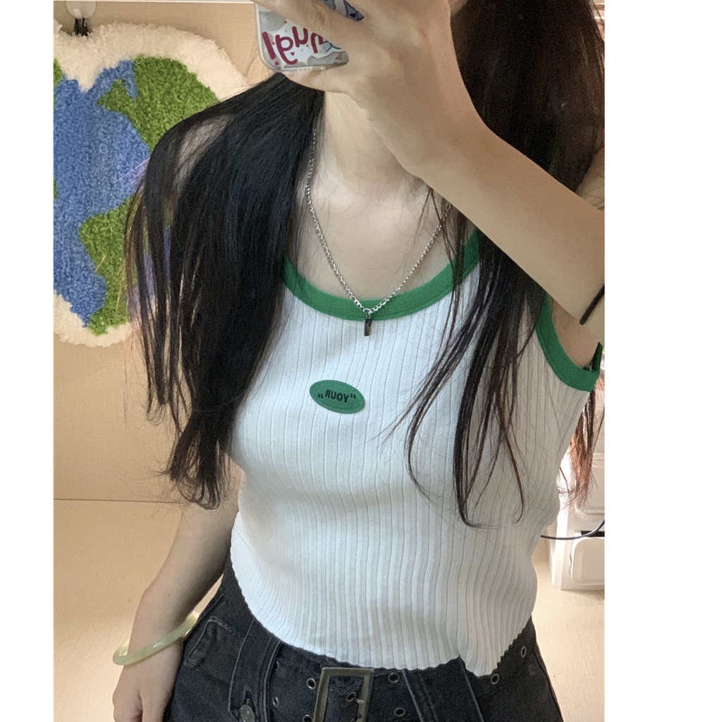 【ZHELIHANGFEI】Áo Hai Dây Dáng Ngắn Chữ I Màu Sắc Phù Hợp Cho Nữ