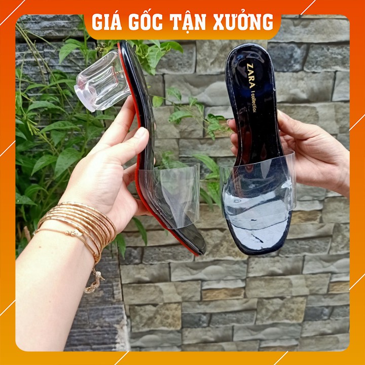 Giày cao gót trong suốt quai trong 5 phân hình thật [TUYỂN SỈ VÀ DROP]