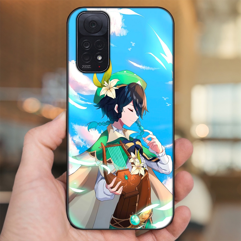 Ốp lưng Xiaomi Redmi Note 11, Note 11s viền đen in hình Venti Genshin Impact