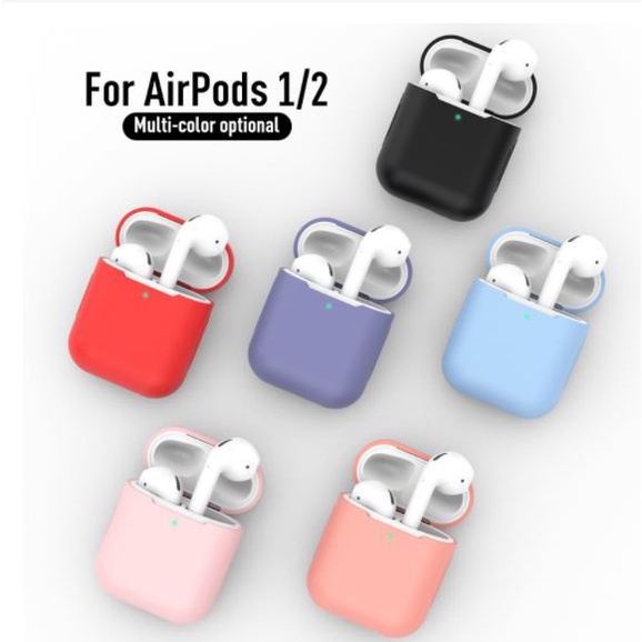 Vỏ Bảo Vệ Hộp Sạc Tai Nghe Không Dây Airpods 1/2/i12 trơn màu, nhiều màu tự chọn, Có Móc Khóa Cực Tiện Lợi/Max