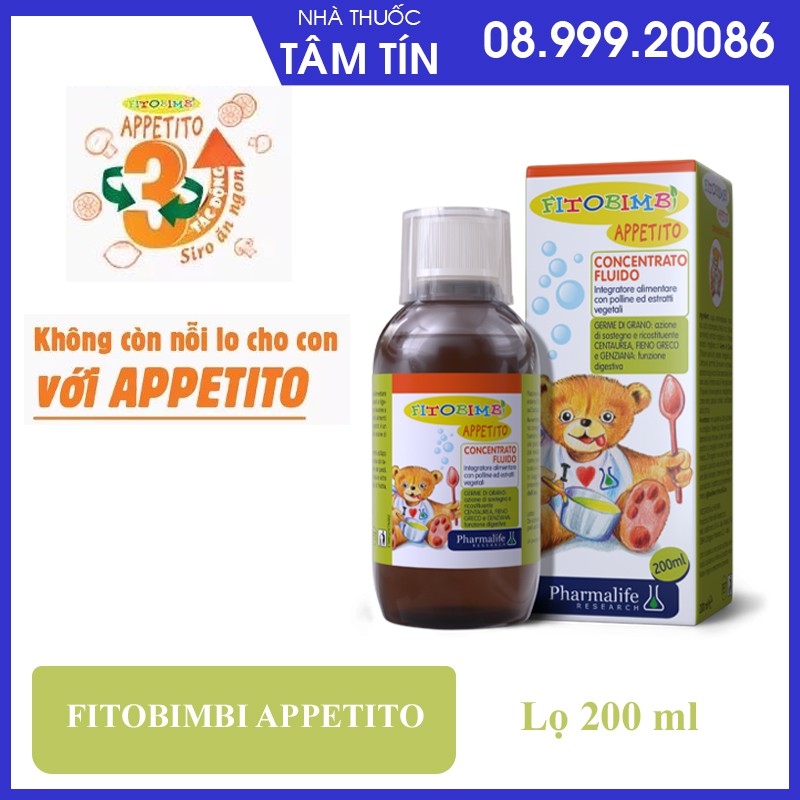 [CHÍNH HÃNG ] Fitobimbi Appetito - Thảo dược châu âu giúp bé ăn ngon, hấp thu tốt (Chai 200ml)