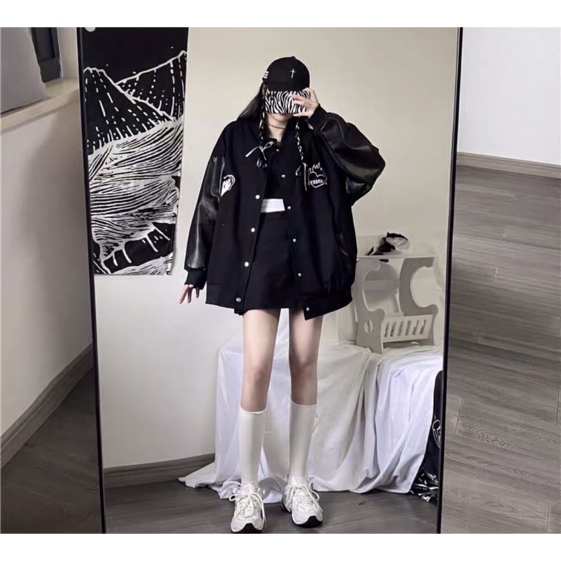 [LOẠI 1] ÁO BOMBER TAY DA KAKI trái tim MẶC HÈ shop jum.closet