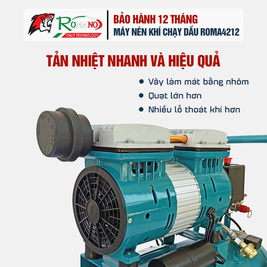Máy nén khí không dầu ROMANO RM750/30 dung tích bình 30L công suất 840W