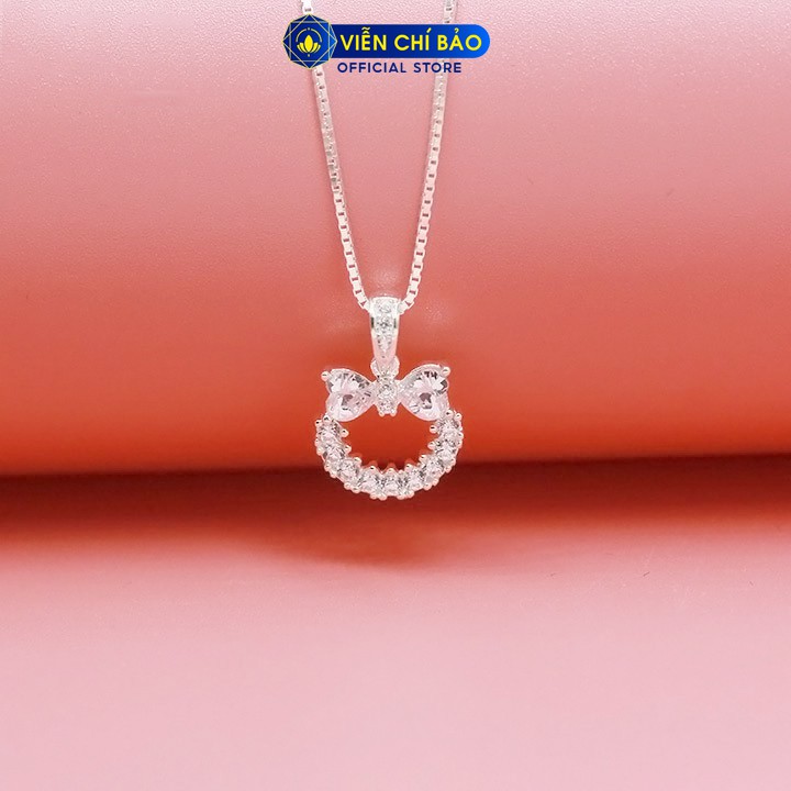 Dây chuyền nữ nơ nạm cườm chất liệu bạc S925 thời trang phụ kiện trang sức nữ Viễn Chí Bảo D400798
