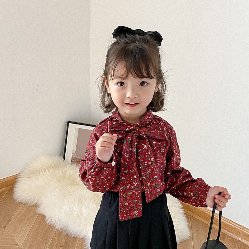 Áo Sơ Mi Dài Tay In Hoa Cho Bé