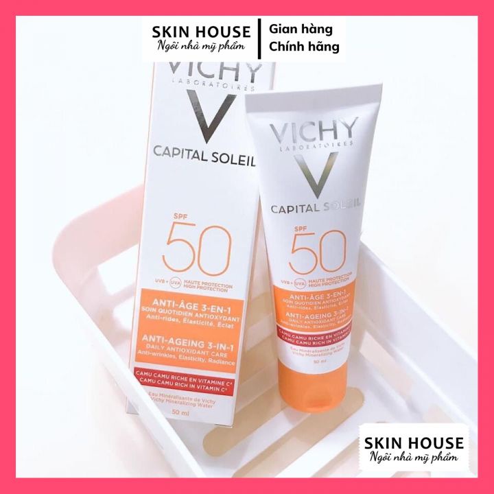 Kem Chống Nắng Ideal Vichy Capital Soleil Anti-Aging SPF50 PA+++UVA &amp; UVB 50ml