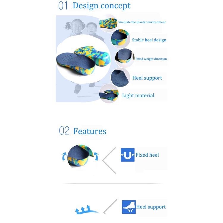 1 Cặp Đệm Lót Giày Hỗ Trợ Chỉnh Hình Bàn Chân Cho Trẻ Em