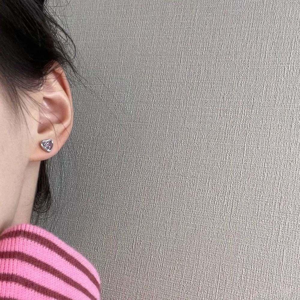 Khuyên Tai Hình Học Trái Đào Màu Hồng Phong Cách Harajuku Trung Hoa Ngọt Ngào Cho Nữ
