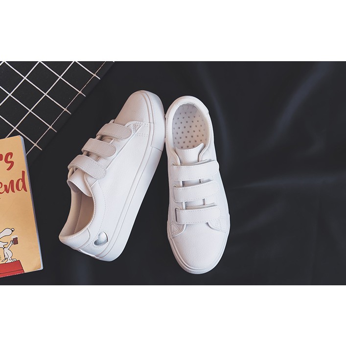 [ORDER] Giày bata học sinh quai dán màu trắng in hình tim  siêu xinh - MBS341 | BigBuy360 - bigbuy360.vn