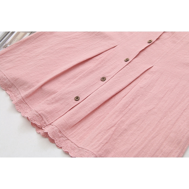 Plus Size Floral Embroidery Lace Long Sleeve Blouse Loose Big Size Pink Navy Blue Casual Blusas Officewear Tops | BigBuy360 - bigbuy360.vn