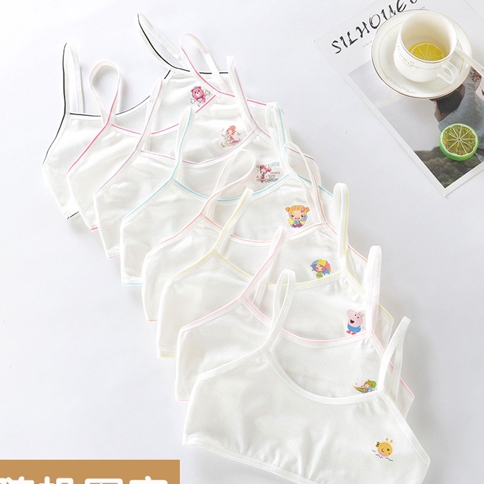 [MÃ 005]Áo lót bé gái 2 dây mảnh hoạ tiết siêu xinh, áo lá học sinh từ 20-42kg