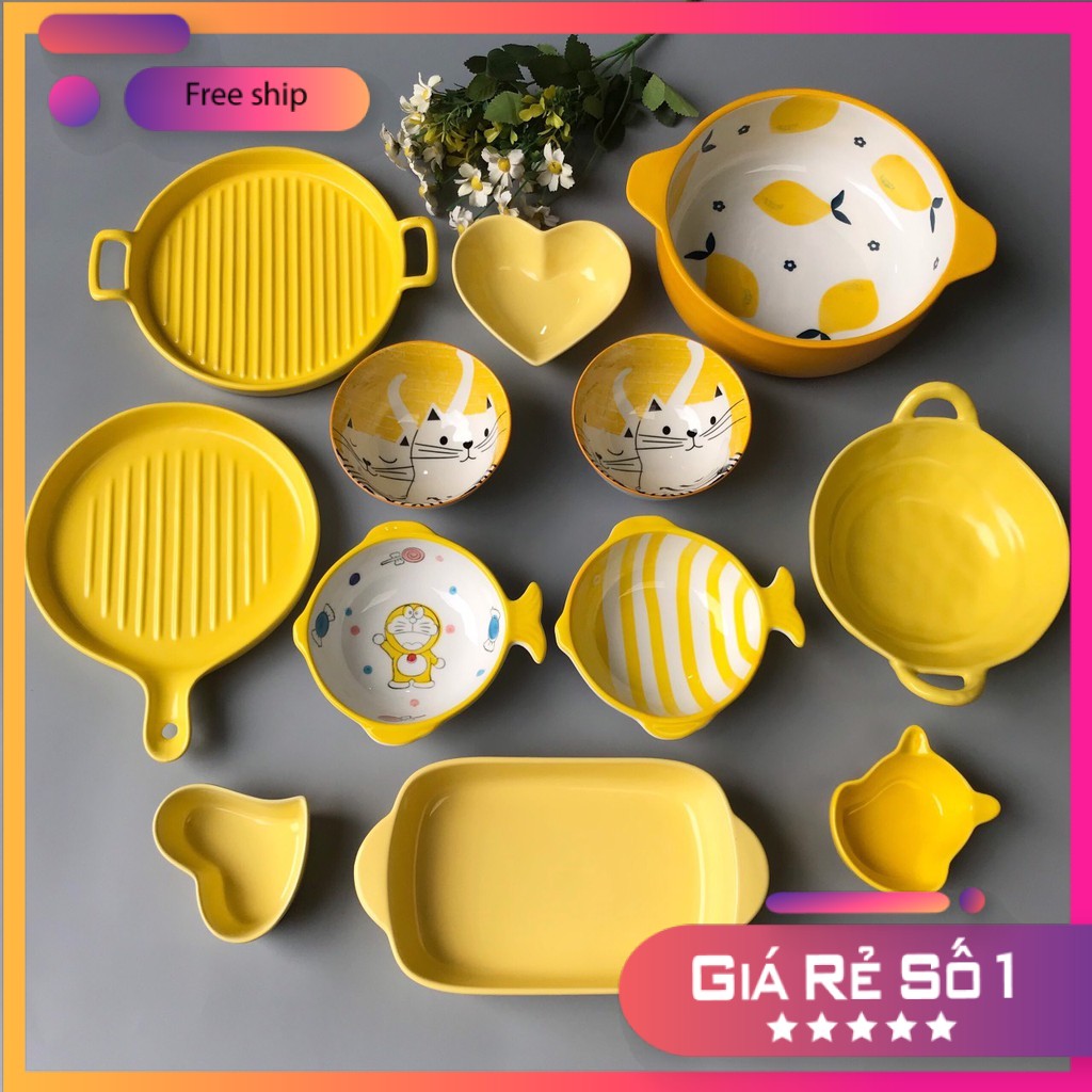 Chén Dĩa Dễ Thương Đĩa Sứ Set Bát Đĩa Decor Bát Ăn Cơm Chén Sứ Đẹp S03