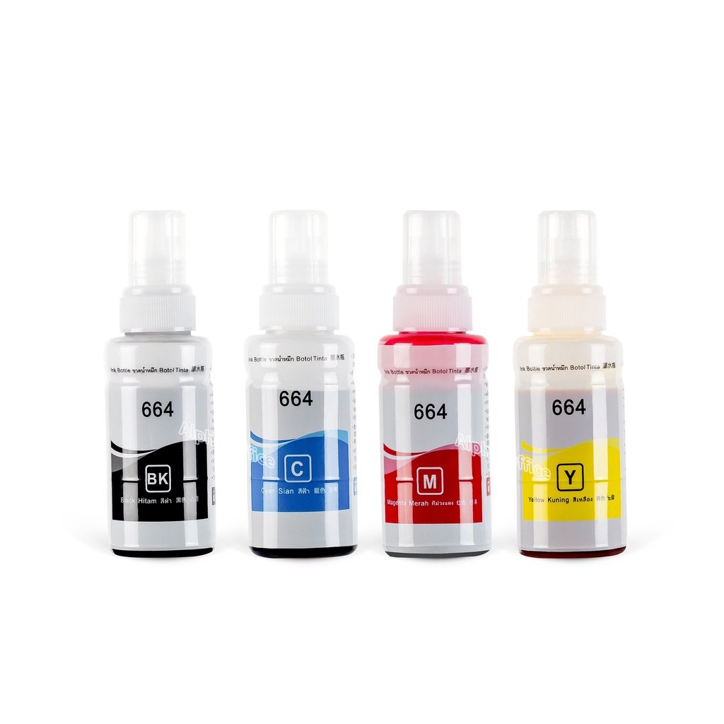 Set 4 Màu Mực In 664 Dành Cho Các Dòng Máy Epson -L100 – L110 – L120 – L200 – L210 – L220 – L300 –L310 – L350 – L355 –