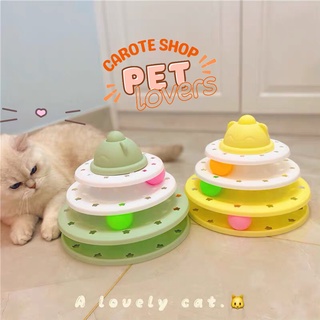 Đồ chơi tháp bóng xoay 3 tầng lăn bóng tương tác dành cho mèo