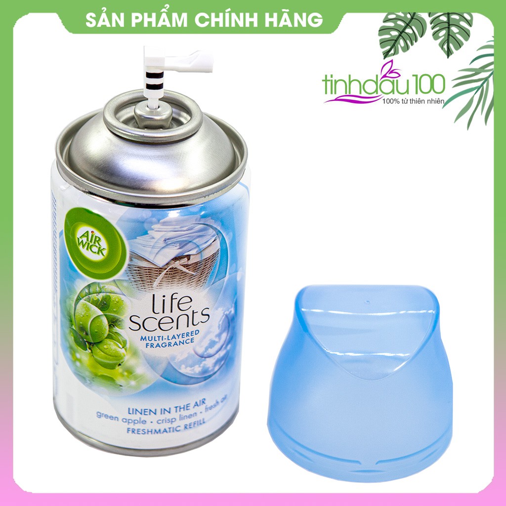 Bình tinh dầu xịt phòng Air wick hương táo xanh 250ml xịt đến 2500 lần, tinh dầu thơm Châu Âu Tinh Dầu 100 Shop