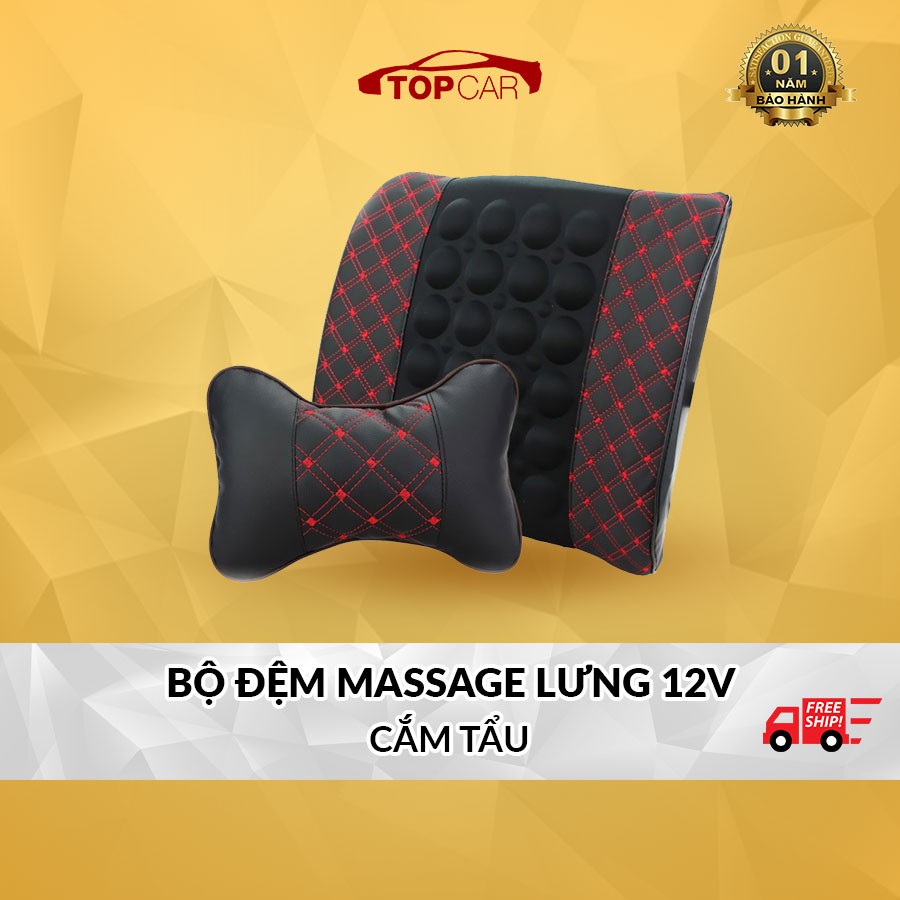 ⚡️FREESHIP⚡️Đệm Massage Lưng Nguồn 12V Giảm Đau Mỏi Lưng Cho Bác Tài Cắm Đầu Tẩu Ô Tô