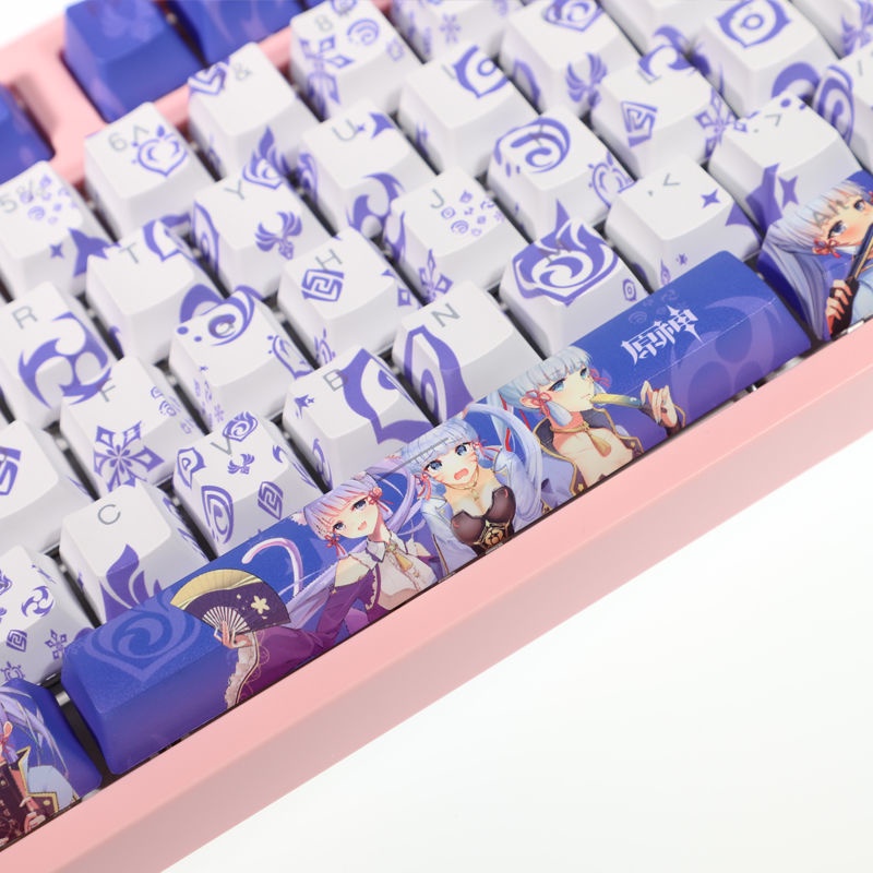 Kamisato Ayaka Keycaps Cherry Profile Genshin Impact chủ đề anime PBT Dye thăng hoa bàn phím cơ học truyền ánh sáng keycaps