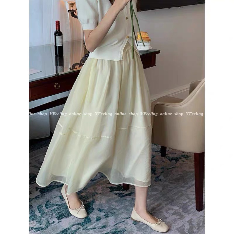 Chân váy xoè nhún li vải tơ óng Hàn Ulzzang style 🌸 Hàng Quảng Châu