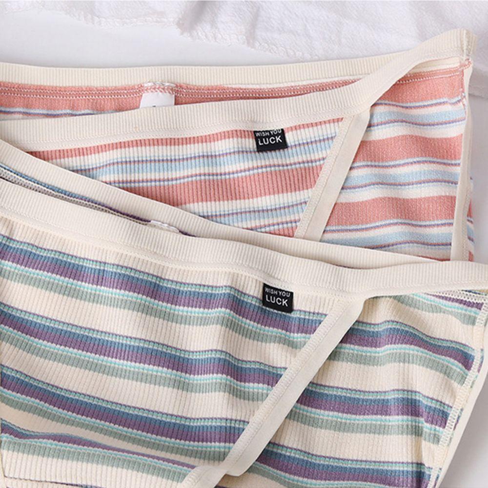 Quần Lót Lưng Thấp Thoáng Khí Họa Tiết Kẻ Sọc Dễ Thương Cho Nữ