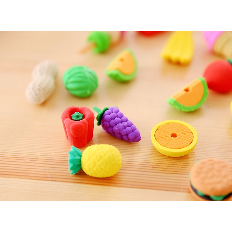 Túi 4 Tẩy Bút Chì, Gôm Tẩy Hình Đồ Ăn, Hoa Quả Dễ Thương Cho Bé