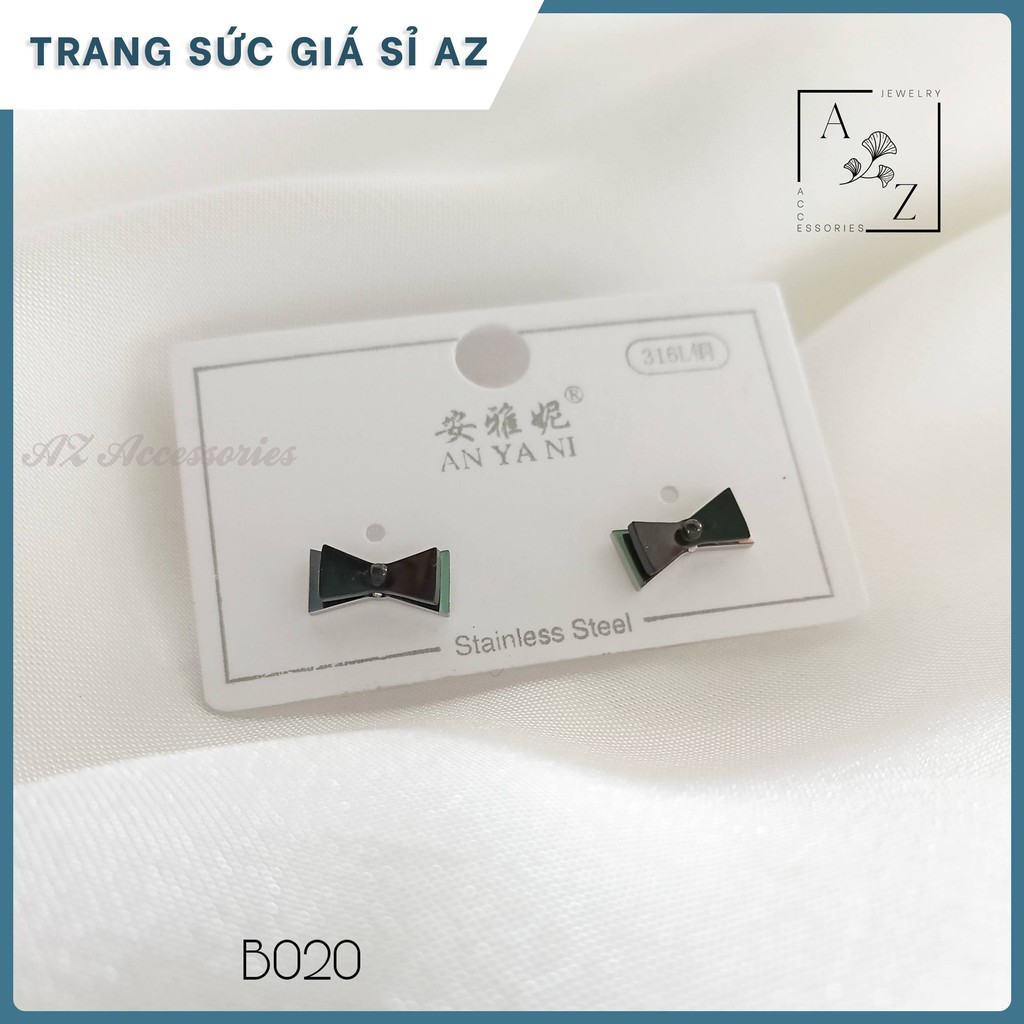 Khuyên tai titan nơ đen đơn giản