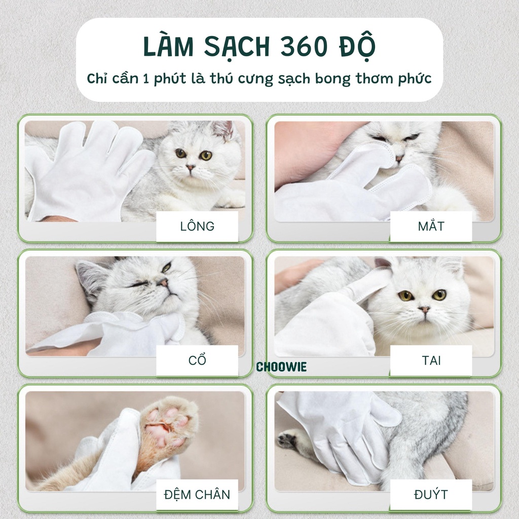 Găng tay vệ sinh và khử mùi hôi hương nha đam | Phụ kiện chó mèo