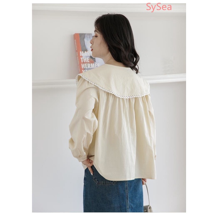 Plus Áo Sơ Mi Cổ Búp Bê Phong Cách Retro Pháp Thời Trang Mùa Thu Cho Nữ