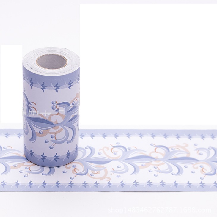 Cuộn 10m len dán viền tường họa tiết xanh keo sẵn (cao 10cm)
