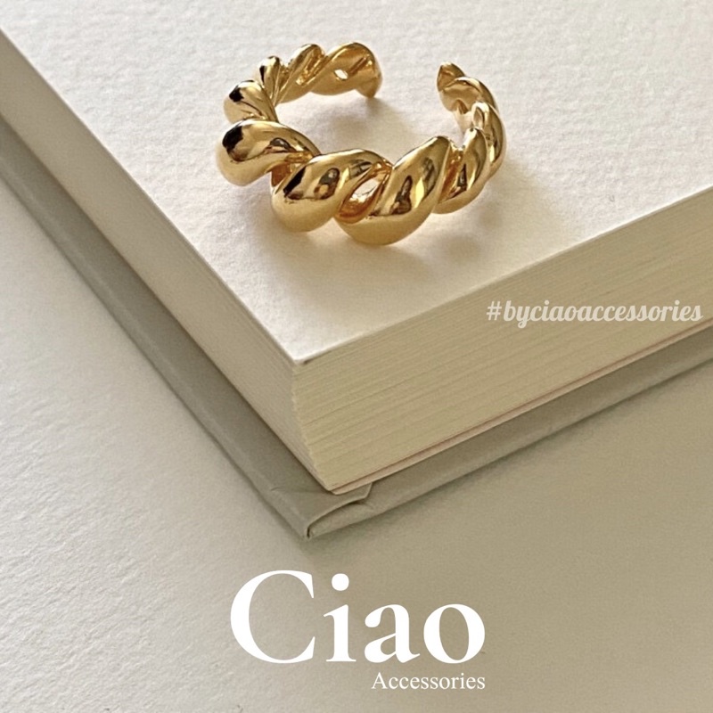[HOẢ TỐC 1H] Nhẫn mạ bạc S925 thiết kế hoạ tiết xoắn mã 09 phong cách trendy Ciao accessories