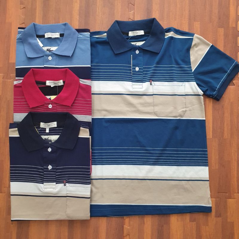 Áo Thun Nam Kẻ Sọc Cổ Bẻ Trung Niên Hàng Cao Cấp | BigBuy360 - bigbuy360.vn