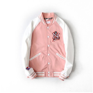ÁO BOMBER MLB NY [FULL BOX BILL] MÀU HỒNG BASIC