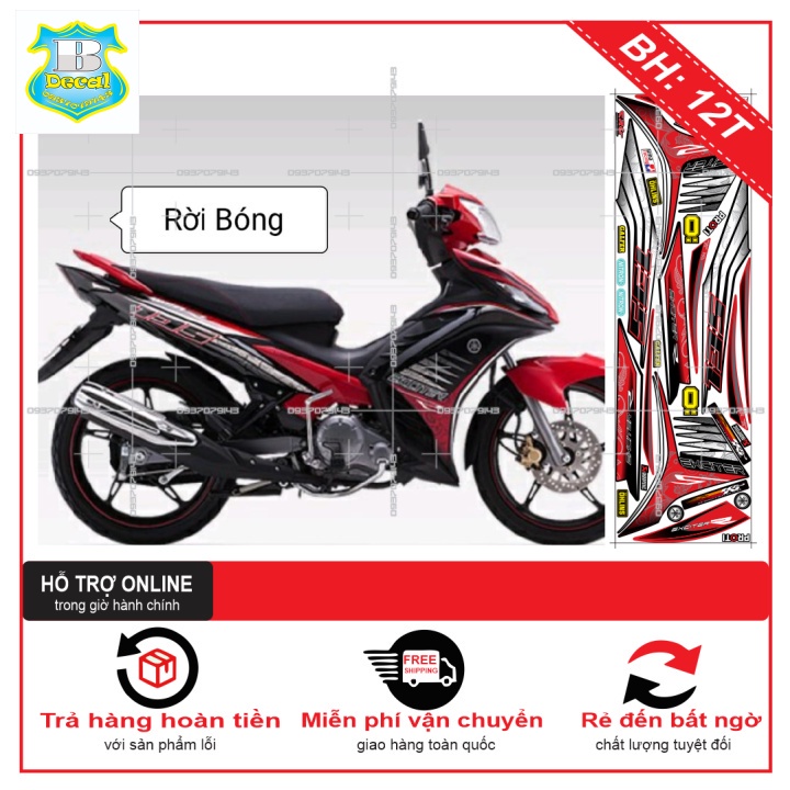 ( Quí khách vui lòng mang ra tiệm cho thợ dán ) Tem EX 2011 HOA VĂN ĐỎ ĐEN [Bi Decal]