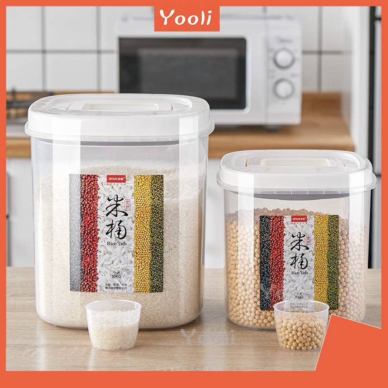 Yooli 5KG / 10KG Hộp đựng gạo kín hơi / Hộp ngũ cốc / Thùng gạo Nhà bếp Tổ chức lưu trữ Máy phân phối thực phẩm