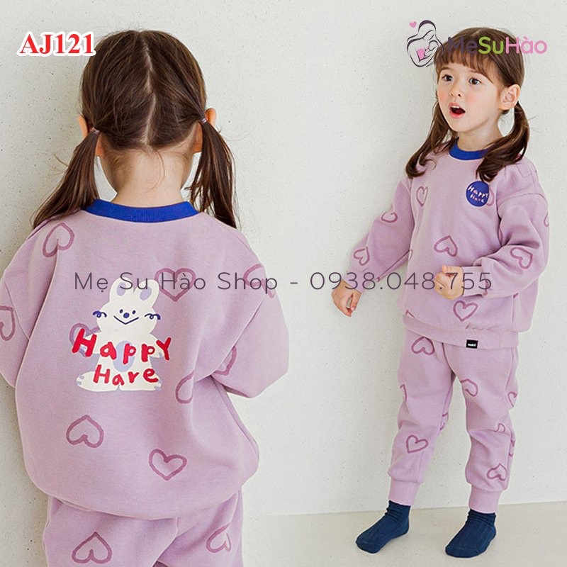 Set nỉ bông siêu xinh siêu ấm áp Cordi-i Hàn Quốc màu tím mã AJ121