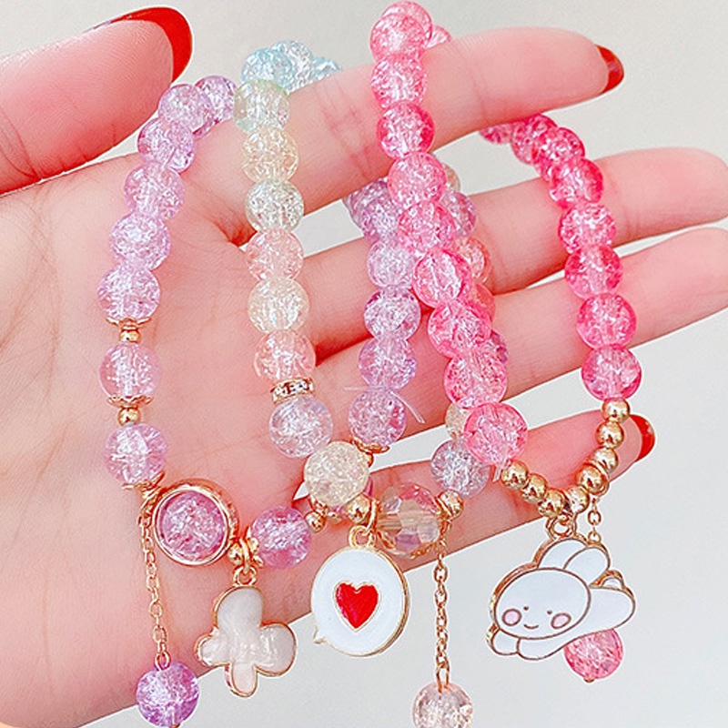 1 Vòng Đeo Tay Pha Lê Tự Nhiên Màu Sắc Ngọt Ngào Phong Cách Bohemian Thời Trang Cho Bé Gái