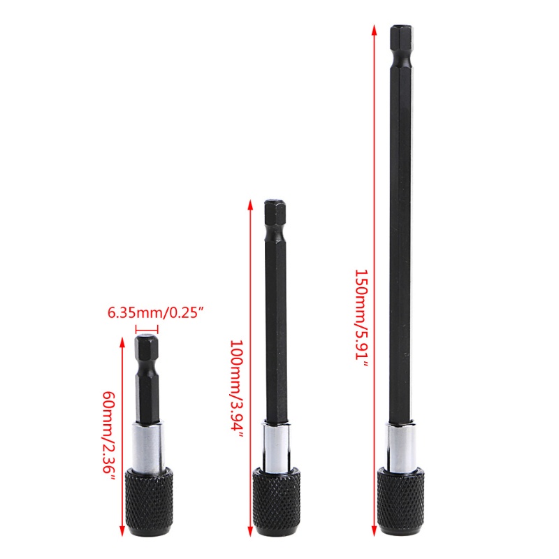 Set 3 Giá Đỡ Đầu Tua Vít Lục Giác 1 / 4 '' 60-150mm