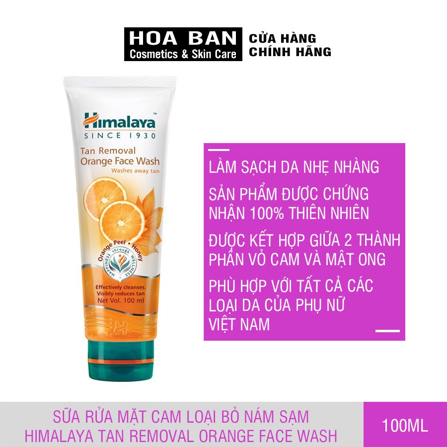 [Date Mới] Sữa rửa mặt cam loại bỏ nám sạm Himalaya Tan Removal Orange Face Wash 100ml - HM07