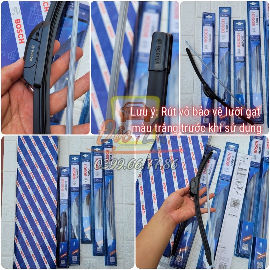 Gạt mưa ô tô không xương silicon Bosch Aerofit chính hãng cao cấp cho các dòng xe (giá 1 cái)