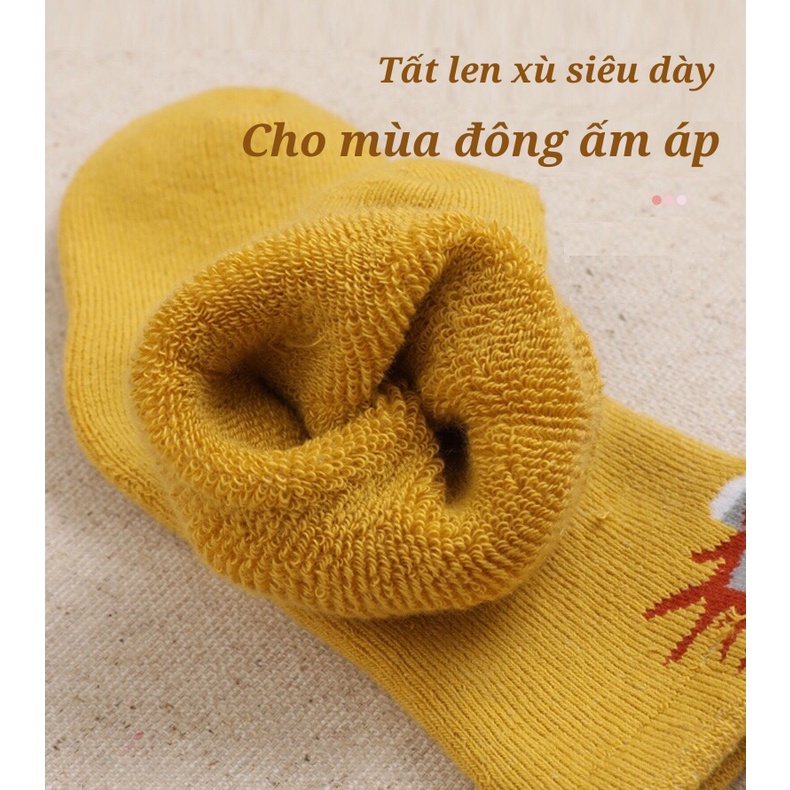 Set 3 Đôi Tất Len Xù Cao Cổ Không Bai Không Xù Cho Bé Trai Bé Gái 0-3 Tuổi