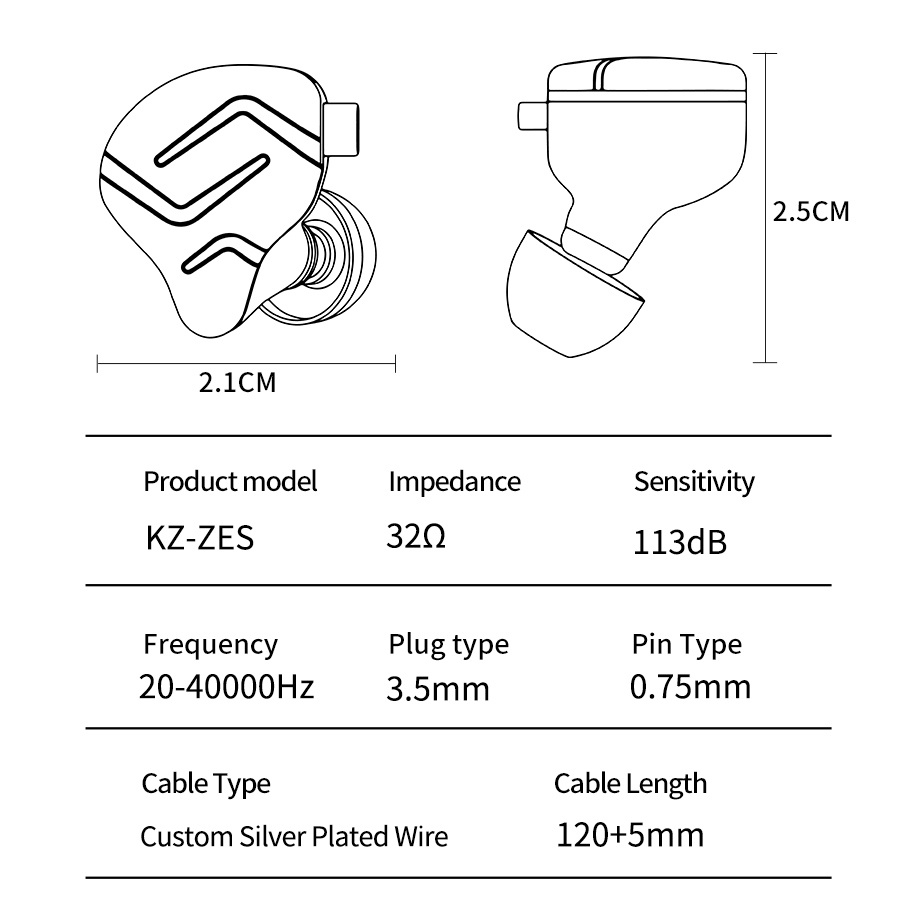 Tai Nghe Kz ZES Tĩnh Điện Có Dây Chống Ồn Kiểu Dáng Thể Thao