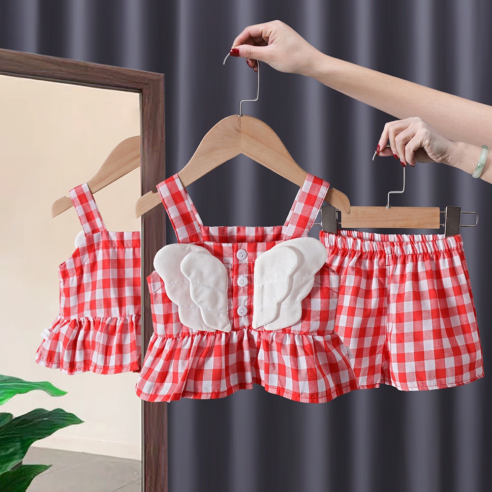 BV59 Size90-130(9-30kg) Set bộ bé gái ( Sơ mi Cánh thiên thần, vải mát) Thời trang trẻ Em hàng quảng châu