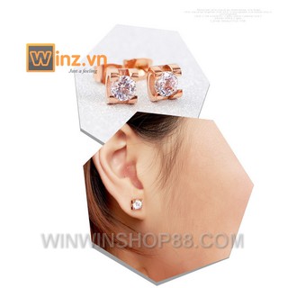 Bộ 2 bông tai Titan đính đá BT243 (màu đồng hột trắng) - Muasamhot1208