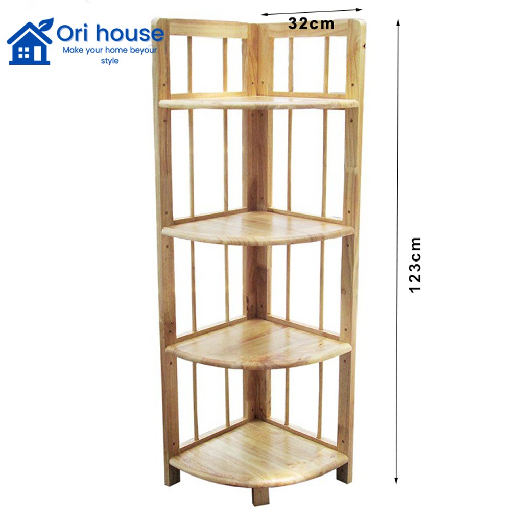 Kệ góc gỗ tự nhiên 4 tầng lắp ráp dễ dàng