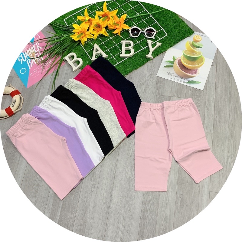 Quần Legging Bé Gái Lửng Thun Cotton Xuất Xịn (21-40kg)