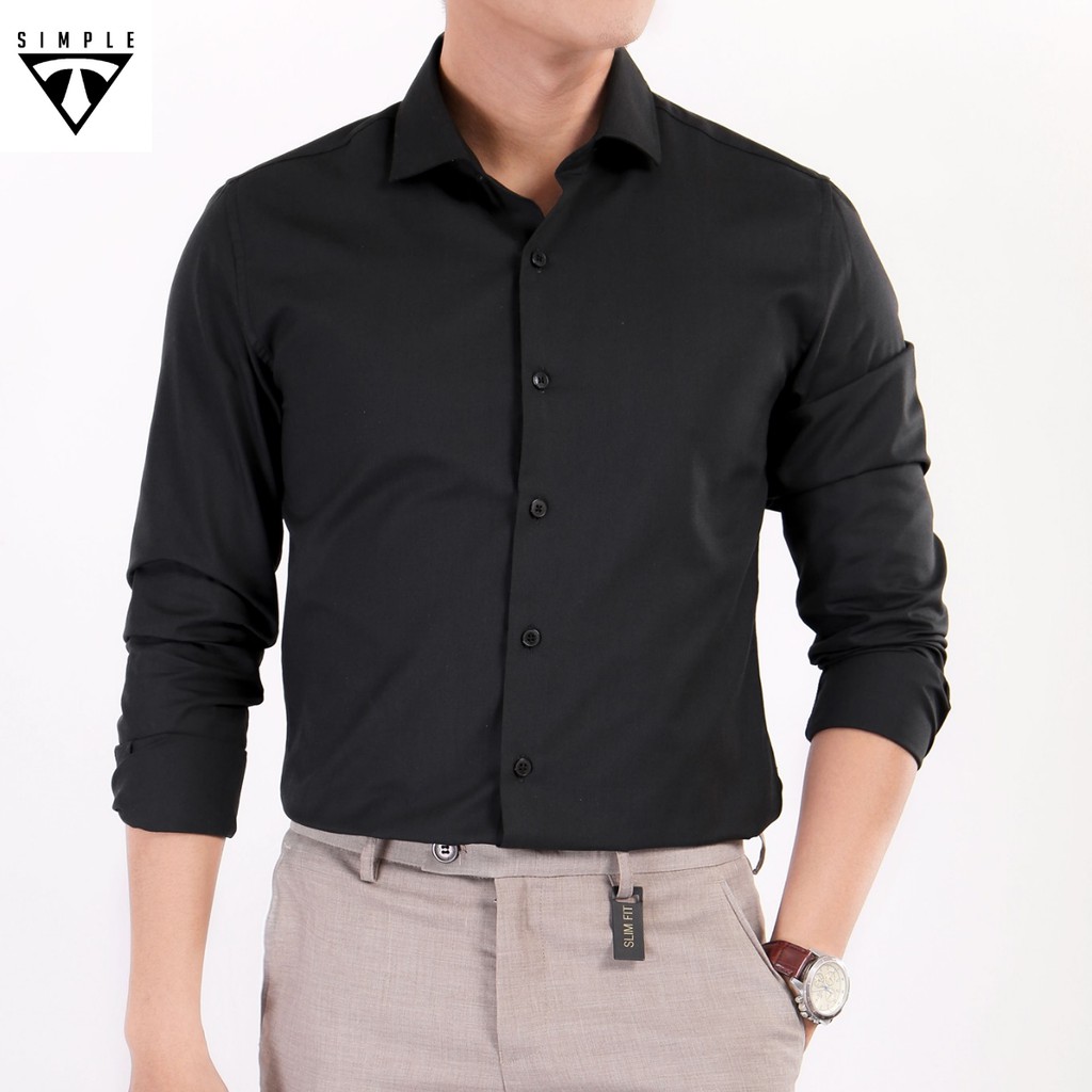 Áo Sơ Mi Nam Trơn dài tay TSIMPLE chất lụa mềm mịn thoáng mát chống nhăn thời trang chuẩn form SM36 | BigBuy360 - bigbuy360.vn