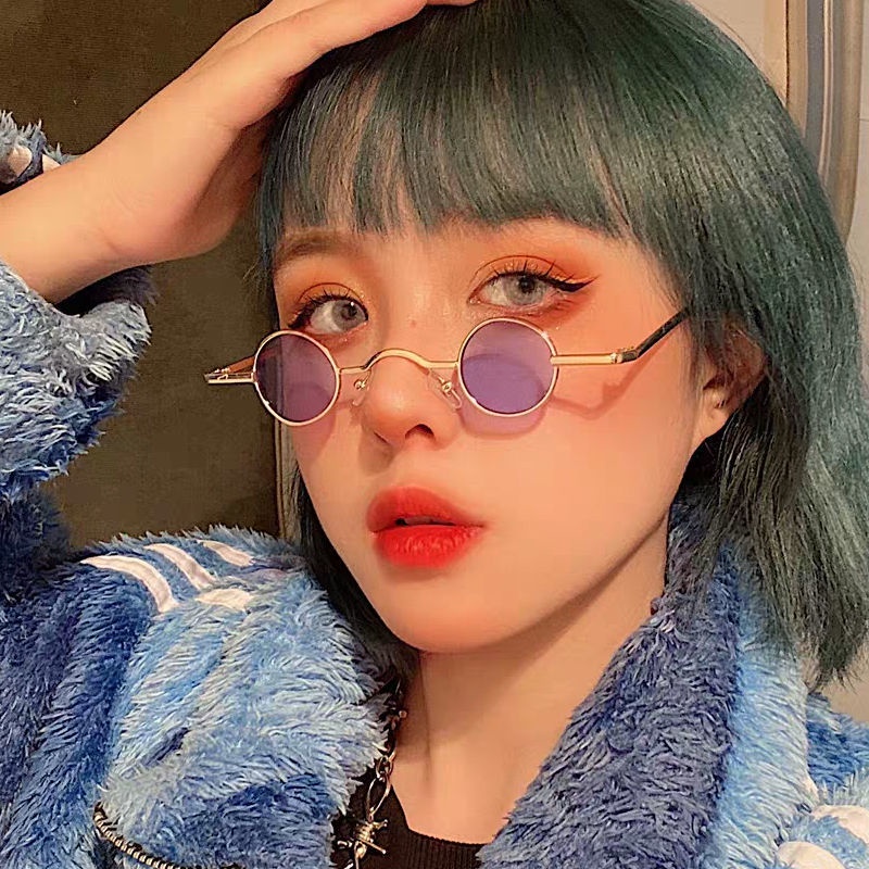 Kính Mát Gọng Tròn Siêu Nhỏ Phong Cách Hiphop Thời Trang Cho Nam