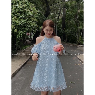 Đầm tiểu thư bươm bướm đi biển[ hình thật shop chụp 100% )