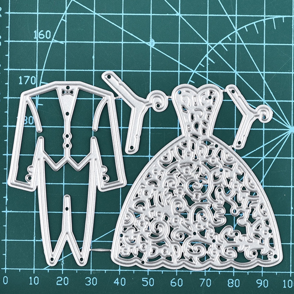 【Green】Wedding Dress Suit Cutting Dies DIY Scrapbook Emboss Paper Cards Stencil Mold