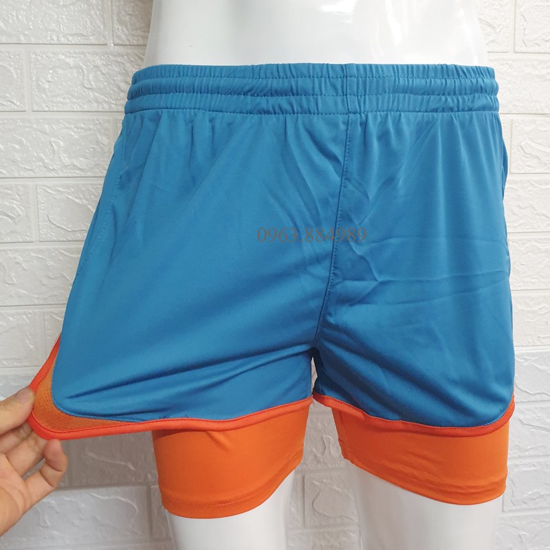 Quần đùi thể thao 2 lớp dáng ngắn Đ.02 chất thun cao cấp, co dãn nhiều màu cho anh chị em - Ảnh, video shop làm