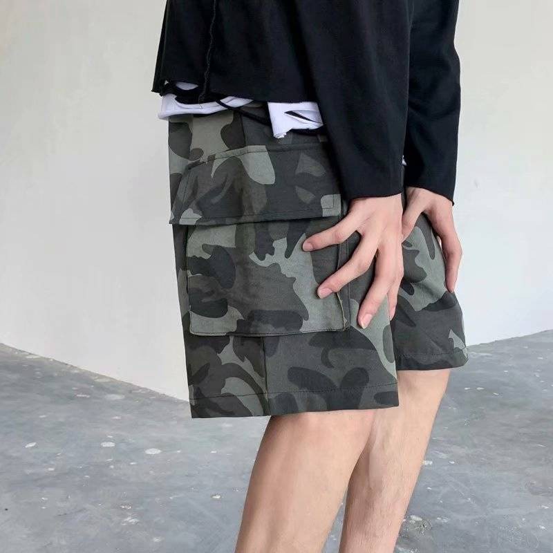 baggy  Quần short ngụy trang xu hướng thiết kế cảm giác quần yếm Nhật Bản